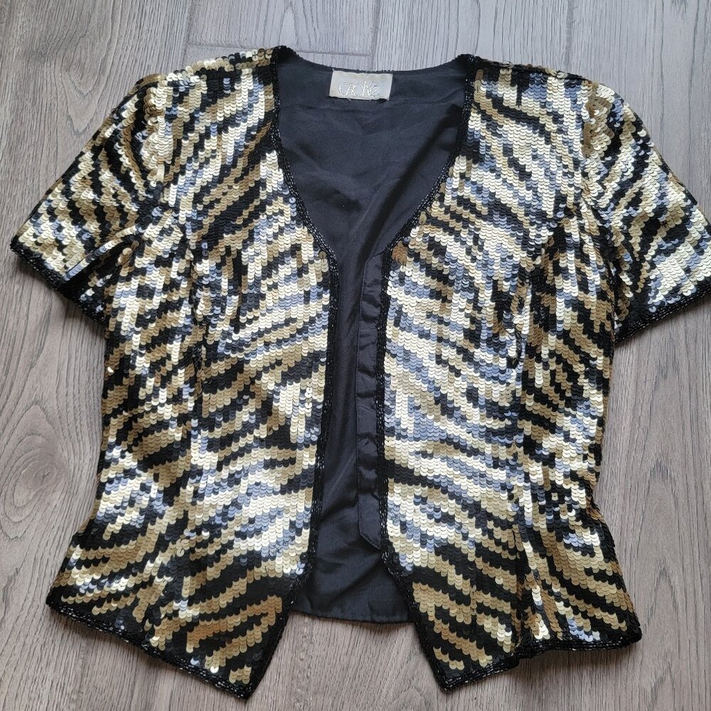Vintage Animal Print Sequin Top